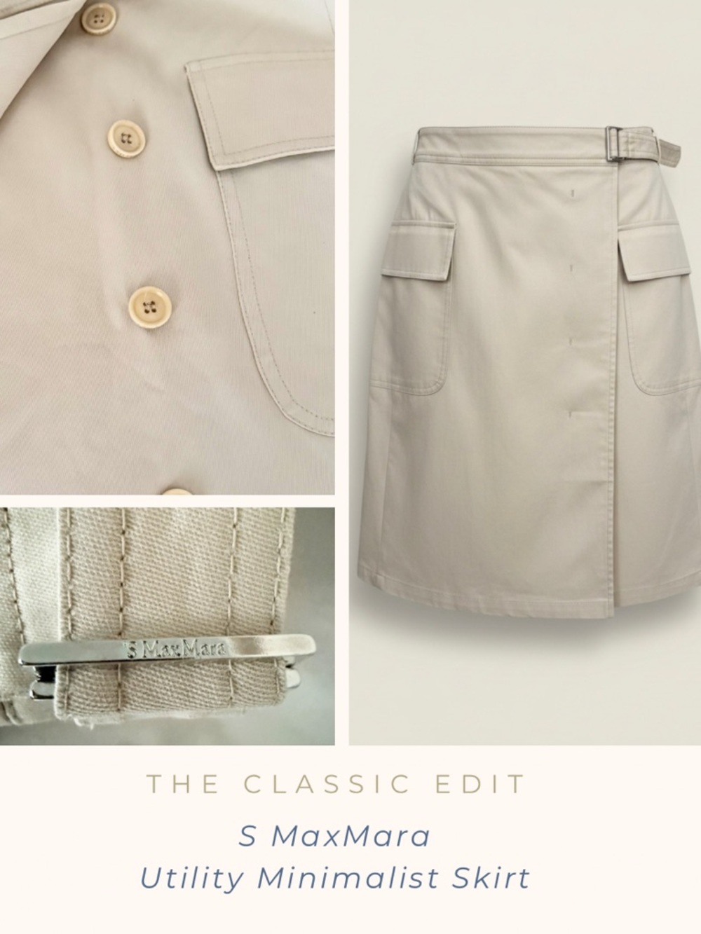 MaxMara Cream Utility A-Line Skirt